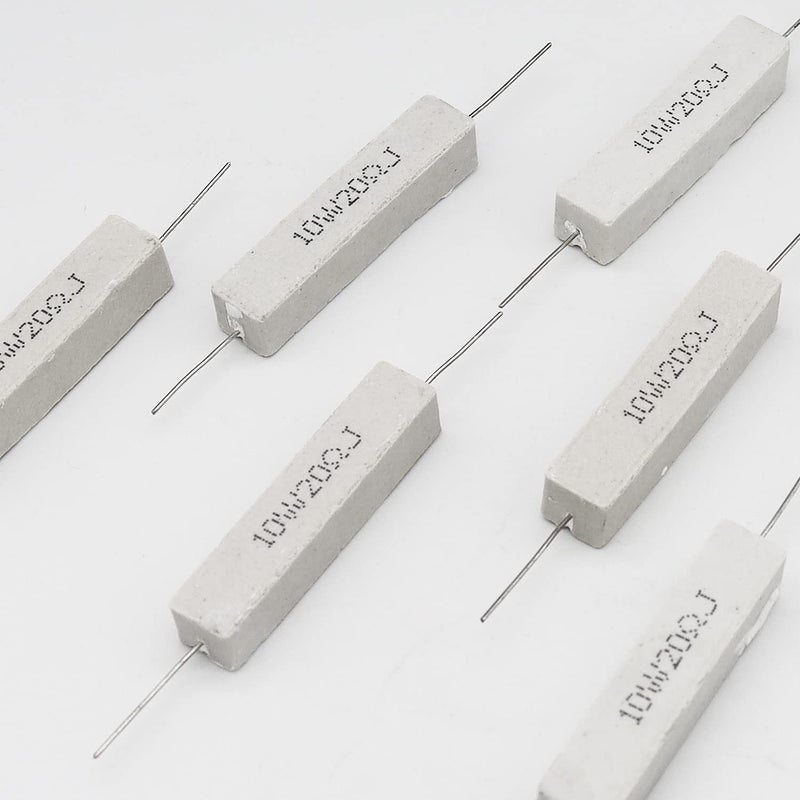 Dimlove 10W 20 5% Cement Resistor, 10 Pack, Axial Lead, White, 50x10x10mm, 15mm Lead, Ceramic, Cement, Metal, Through-Hole Mount - Image 5